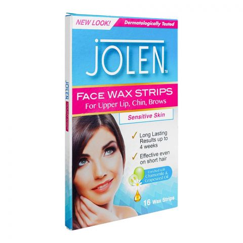 Jolen Upper Lip, Chin, Brows Face Strip Wax, 16's