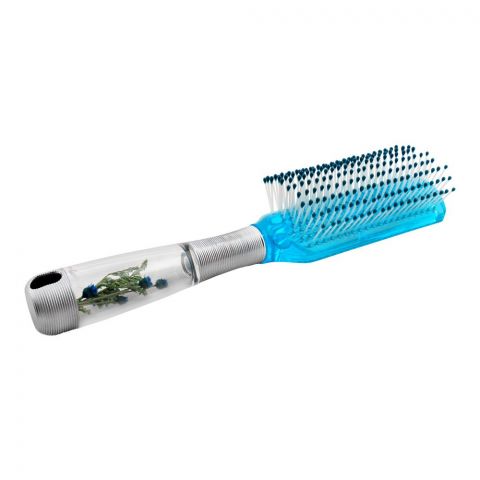 Hair Brush, Silver/Blue, Rectangle Shape, 9851BWS