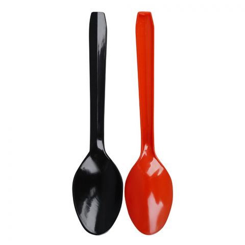 Disposable Plastic Black & Red Spoons, 24-Pack