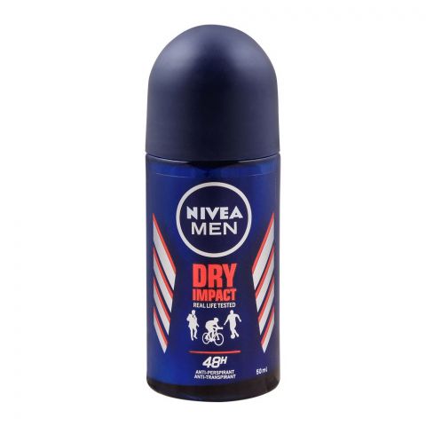 Nivea Men 48H Dry Impact Anti-Perspirant Roll On Deodorant, 50ml