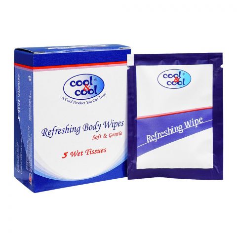 Cool & Cool Body Wipes, Wet 5 Tissues