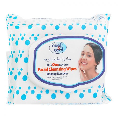 Cool Cool Makeup Remover Facial Cleansing Wipes, 30-Pack