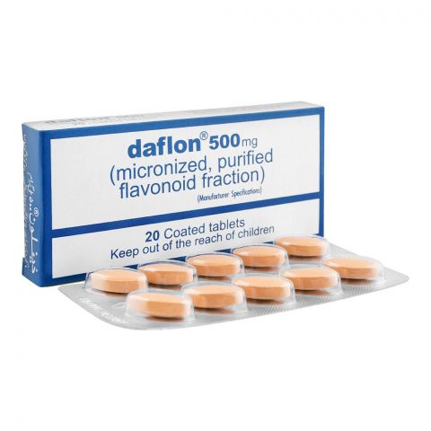 Servier Pharmaceuticals Daflon Tablet, 500mg, 20-Pack