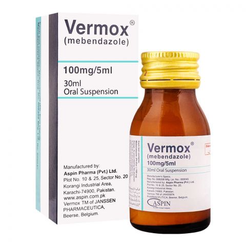 Aspin Pharma Vermox Oral Suspension, 100mg/5ml, 30ml