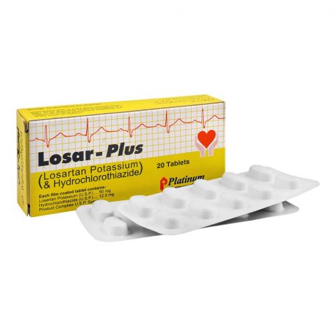 Platinum Pharmaceuticals Losar-Plus Tablet, 50mg/12.5mg, 20-Pack