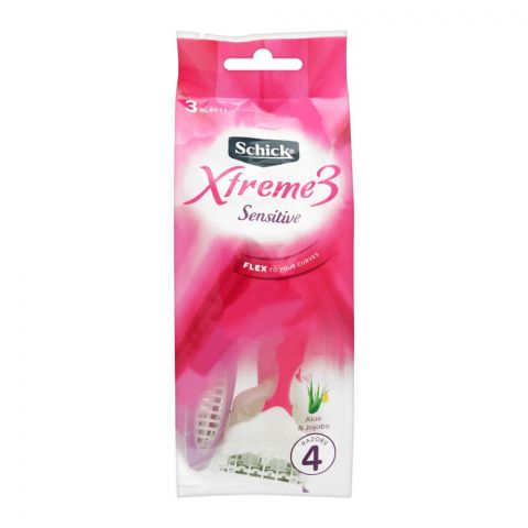 Schick Xtreme 3 Sensitive Women Disposable Razors, 4-Pack