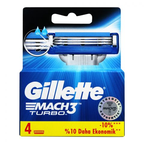 Gillette Mach3 Turbo Cartridges, Razor Blades, 4-Pack