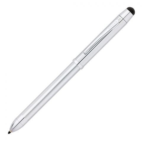 Cross Tech3+ Lustrous Chrome Multifunction Pen, Black Medium + Red Medium + Pencil + Eraser, AT0090-1