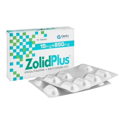 Getz Pharma Zolid Plus Tablet, 15mg + 850mg, 14-Pack