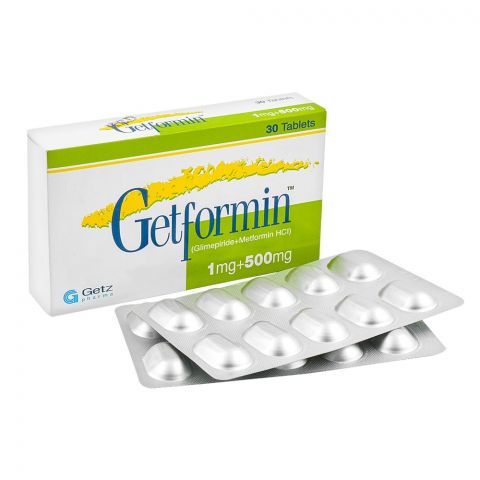 Getz Pharma Getformin Tablet, 1mg + 500mg, 30-Pack