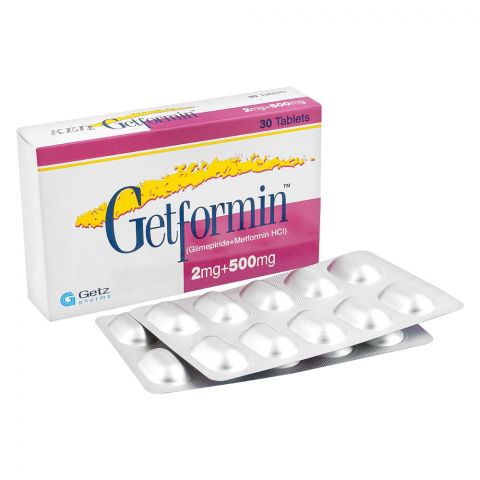 Getz Pharma Getformin Tablet, 2mg + 500mg, 30-Pack
