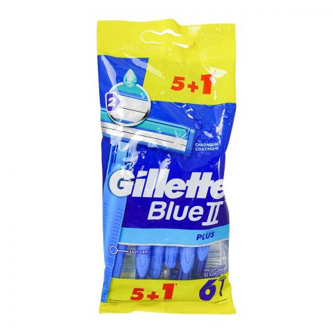 Gillette Blue II Plus Disposable Razors, 6-Pack