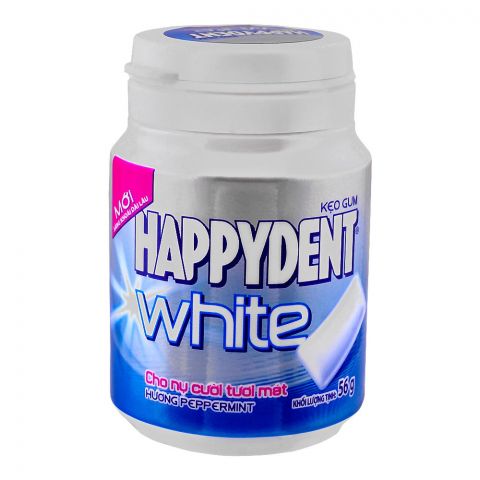 Happydent White Peppermint Gum Bottle, 56g