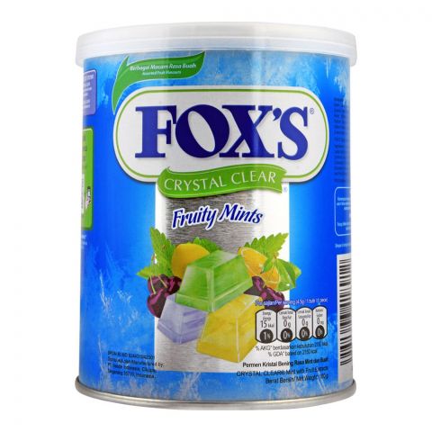 Fox's Crystal Clear Fruity Mints Flavored Candy, Tin, 180g