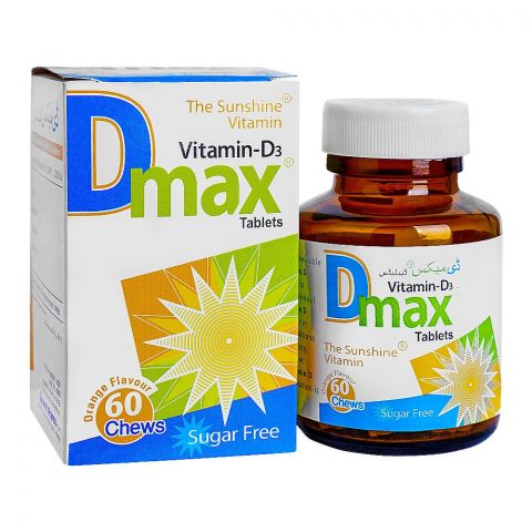 Matrix Pharma D-Max Vitamin D3 Tablet, Sugar Free, Orange Flavour Chews, 60 Tablets