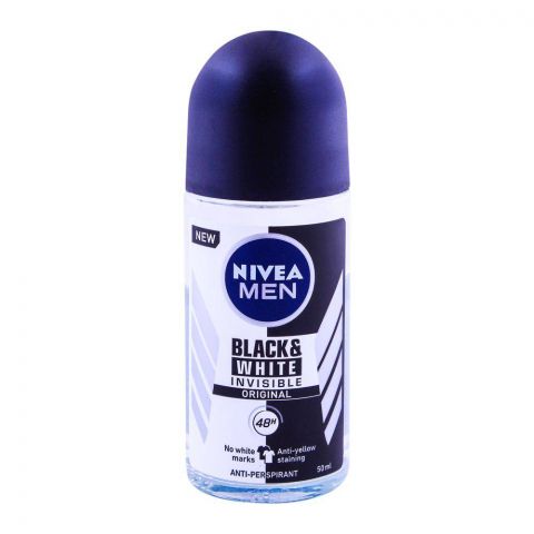 Nivea Men 48H Invisible Original Roll On, For Black & White, 50ml