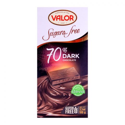 Valor Sugar Free 70% Dark Chocolate, Gluten Free, 100g