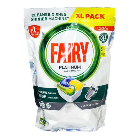 Fairy Platinum Dishwashing All-In-One Tablet, 51-Pack