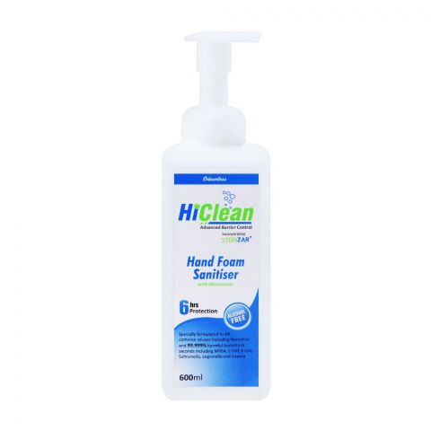 Hiclean Odourless Hand Foam Sanitiser With Moisturiser, Alcohol Free, 600ml