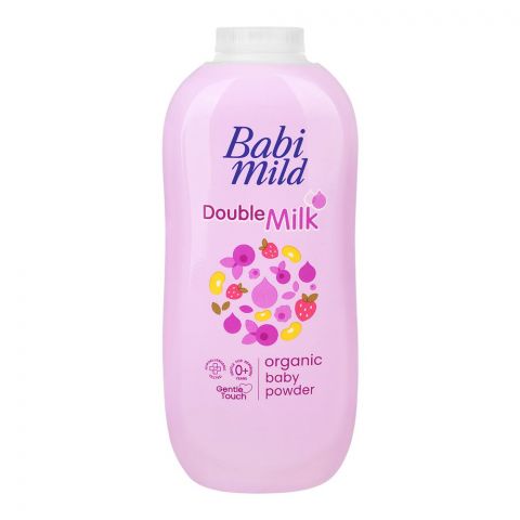 Babi Mild Double Milk Organic Baby Powder, Gentle For Newborn/0+ Years, Hypoallergenic Tested, 350g