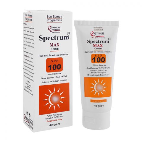 Crystolite Pharmaceuticals Spectrum Max Cream SPF-100, For All Skin Types, 40ml
