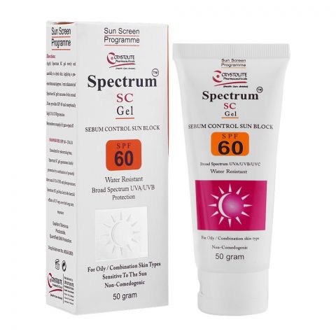 Crystolite Pharmaceuticals Spectrum SC Gel SPF-60, 50g