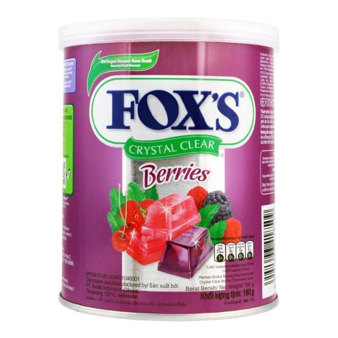 Fox's Crystal Clear Berries Flavored Candy, Tin, 180g