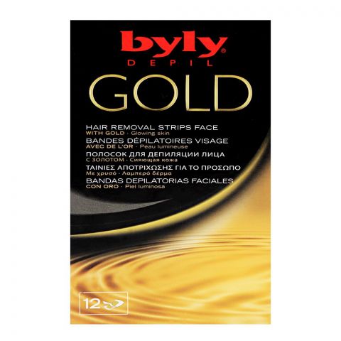Byly Depil Gold Hair Removal Face Wax Strips 12-Pack