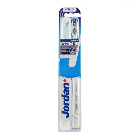 Jordan Expert Shiny White Toothbrush With Case, Medium