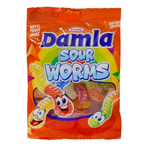 Tayas Damla Sour Gummy Worms, Jelly Beans, 80g