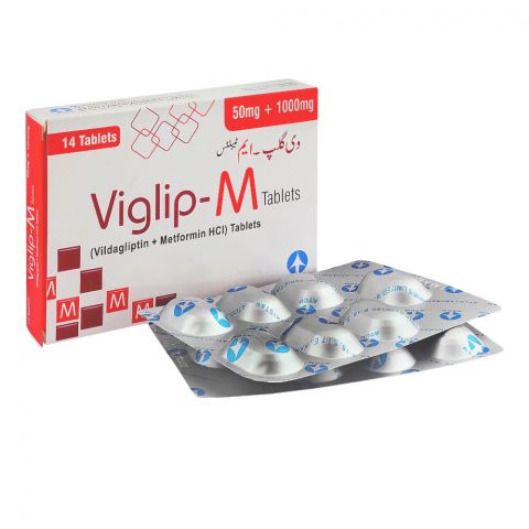 ATCO Laboratories Viglip-M Tablet, 50mg+1000mg, 14-Pack