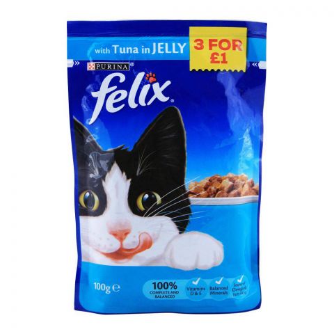 Felix Chunks With Tuna In Jelly Cat Food, Pouch, 100g