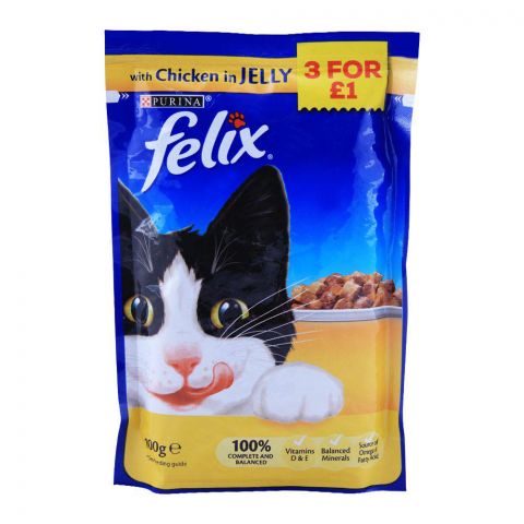 Felix Chunks With Chicken In Jelly Cat Food, Pouch, 100g