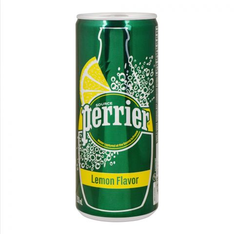 Perrier Carbonated Spring Water With Natural Lemon Flavor, Slim Can, 250ml