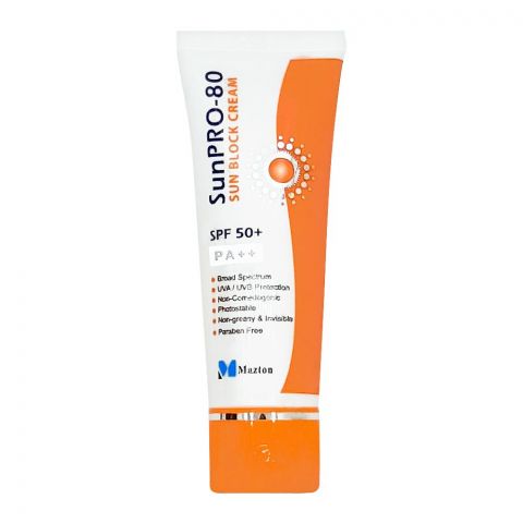 Sun Pro-80 Sun Block Cream, SPF 50+, PA++, Perfume & Paraben Free, 30g