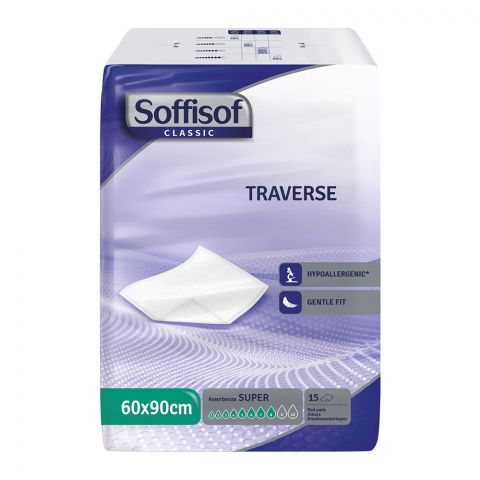 Soffisof Classic Traverse Adult Bed Pads, Super, 60x90cm/23x35 Inches, 15-Pack
