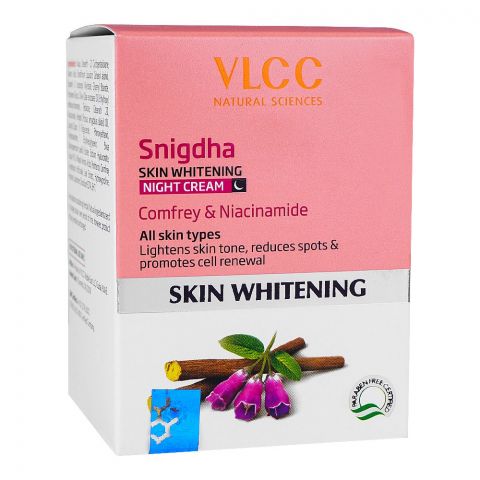 VLCC Natural Sciences Snigdha Skin Whitening Night Cream, For All Skin Types, Comfrey And Niacinamide, 50g