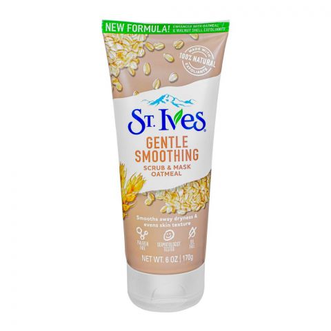 St. Ives Gentle Smoothing Oatmeal Scrub & Mask, Smoothes Away Dryness, 170g