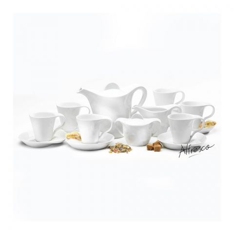 Symphony Swirl Tea Set, White, 15 Pieces, ES-3849