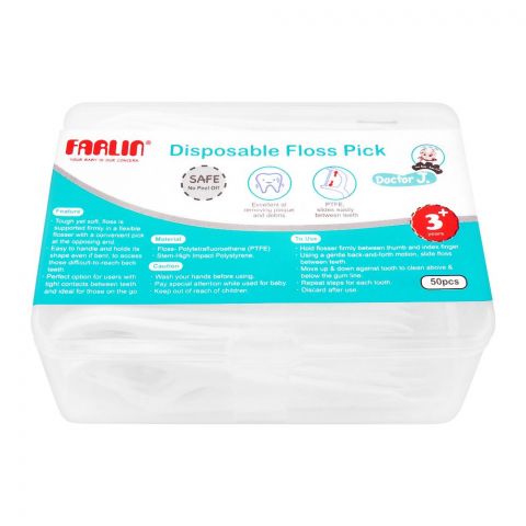 Farlin Doctor J. Disposable Floss Pick, 3 Years+, 50-Pack, BB-50006