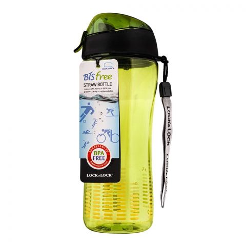 Lock & Lock Bisfree Sports Bottle LLABF628G,With Straw Green, 550ml