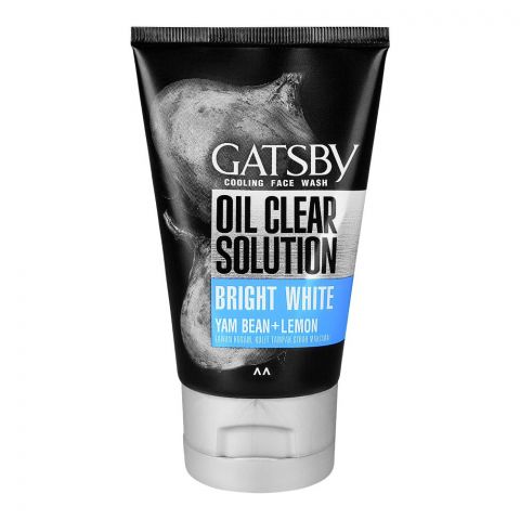 Gatsby Oil Clear Solution Bright White Yam Bean+Lemon Cooling Face Wash, Oil Control, 100g
