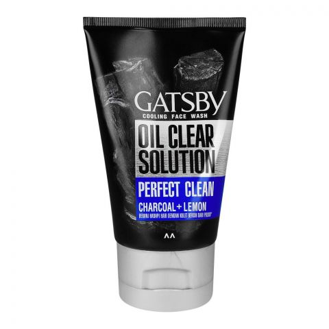 Gatsby Oil Clear Solution Perfect Clean Charcoal+Lemon Cooling Face Wash, Oil Control, 100g