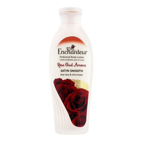 Enchanteur Rose Oud Amour Moisture Silk Perfumed Body Lotion, Aloe Vera & Olive Butter, 250ml