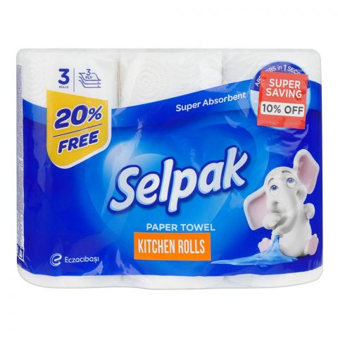 Selpak 3Ply Kitchen Paper Towel Rolls, 3-Pack