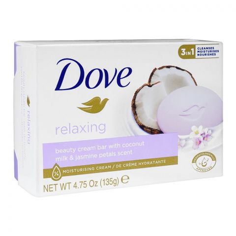 Dove Soap Coconut Milk, With Coconut Milk & Jasmine Petals Scent, 135g