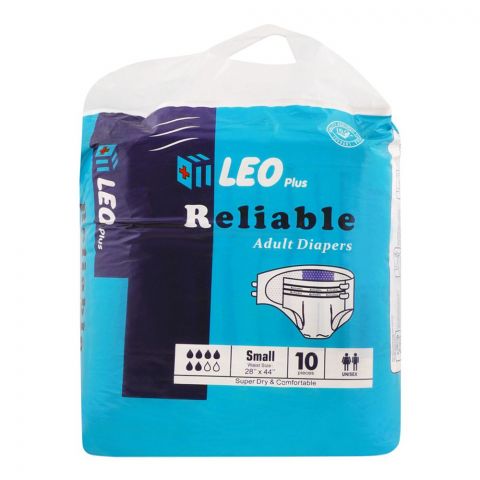 Leo PlusReliable Adult Diapers, Small, 28x44 Inches, 10-Pack