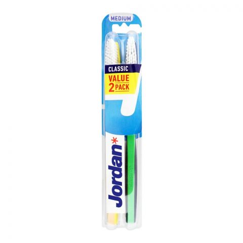 Jordan Classic Value Pack Toothbrush Medium, 2-Pack, 10203
