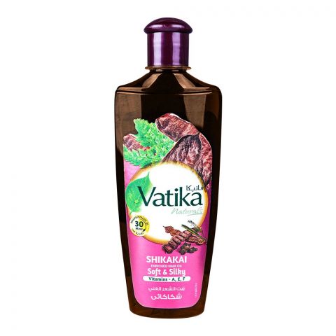 Dabur Vatika Naturals Shikakai Soft & Silky Enriched Hair Oil, Vitamins-A,E,F, 200ml