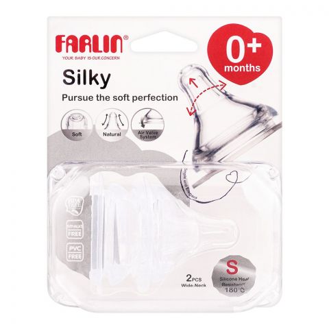 Farlin Silky Wide Neck Nipple, 0 Month+, 2-Pack, AC-22004-S